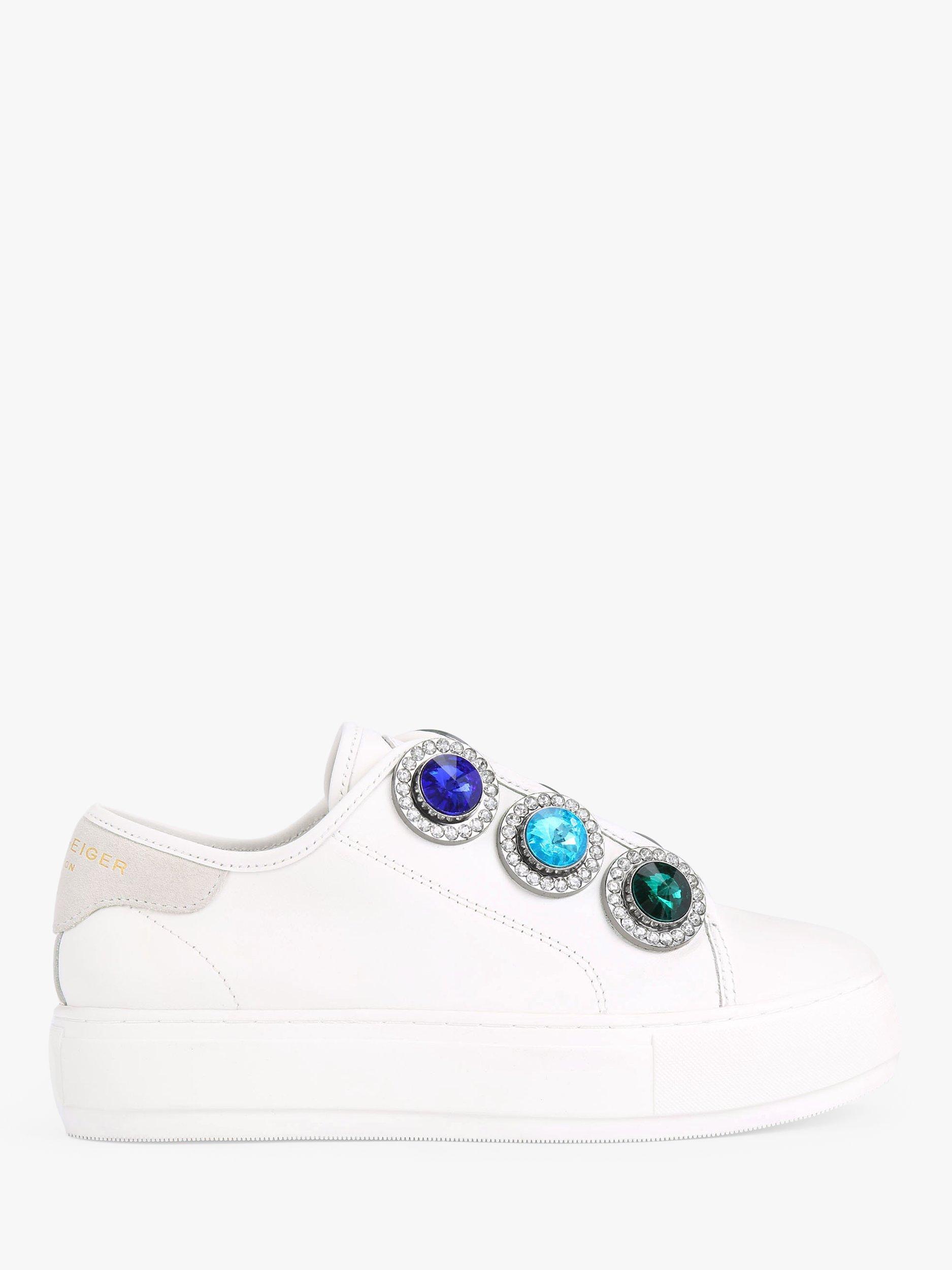 Product image 1 of 4, which shows Kurt Geiger London Laney Octavia Leather Trainers, White, 3