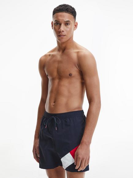 Tommy Hilfiger Colour Block Drawstring Swim Trunks, Desert Sky, Desert Sky