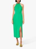 Whistles Plain Eliza Halterneck Midi Dress, Green