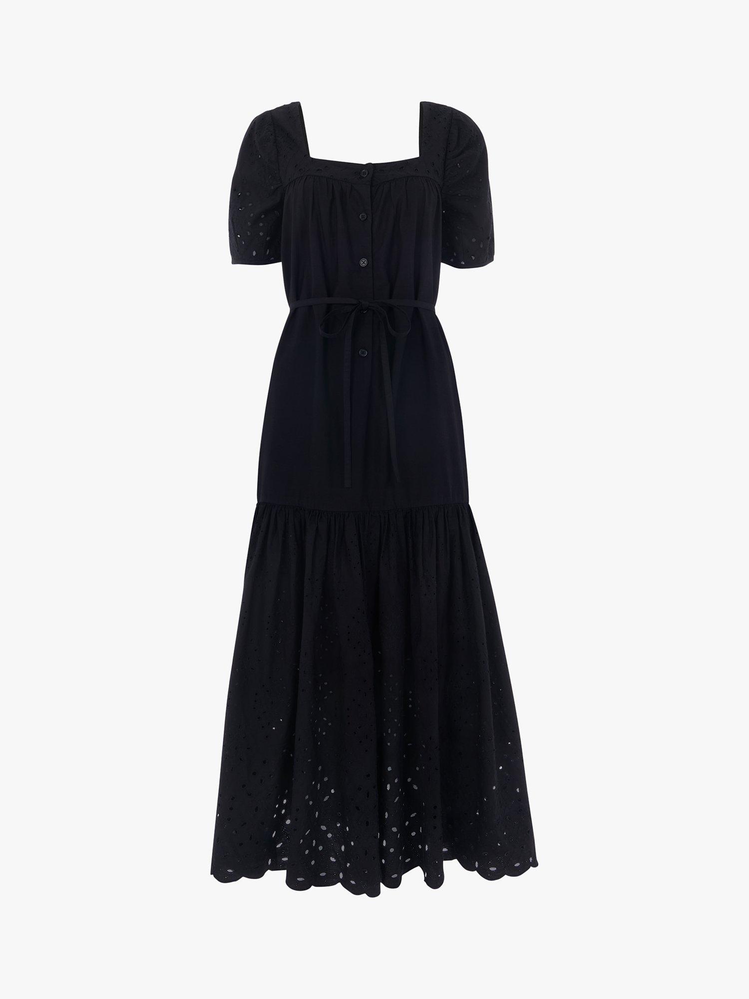 Product image 6 of 7, which shows Whistles Broderie Poplin Trapeze Dress, Black, 6