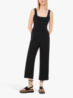 Whistles Elsie Square Neck Jumpsuit, Black, Black