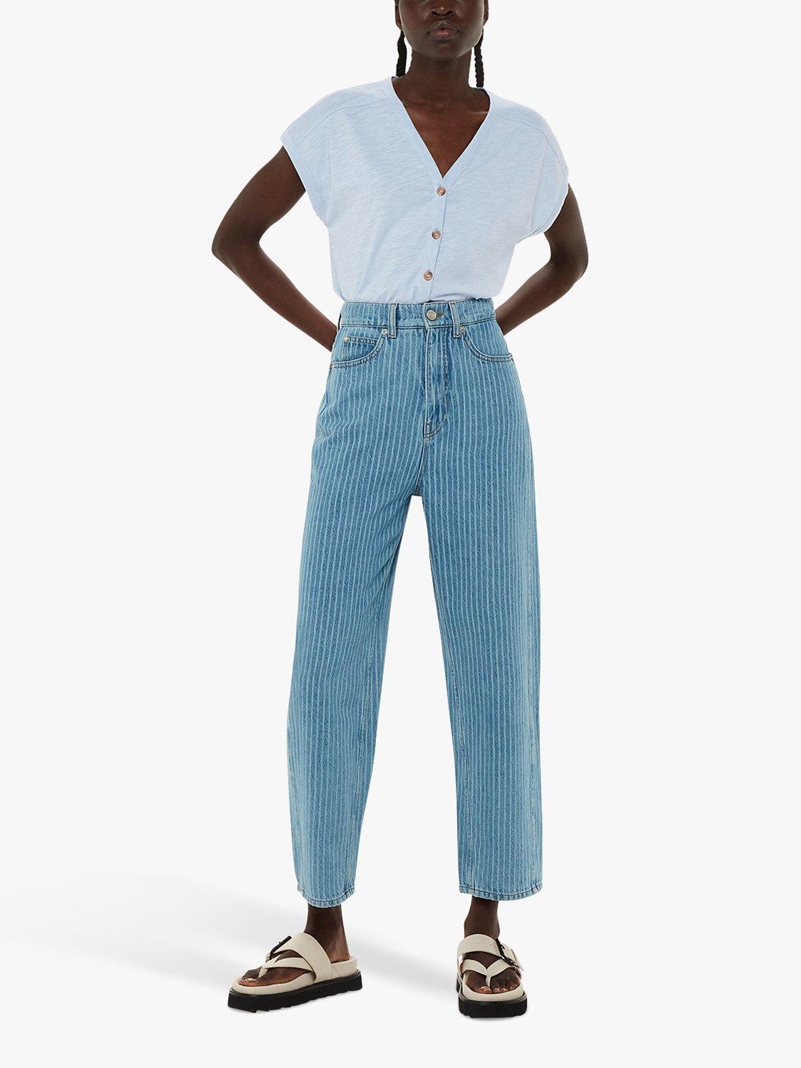 Product image 1 of 6, which shows Whistles Aubrie Button Through Top, Blue, L