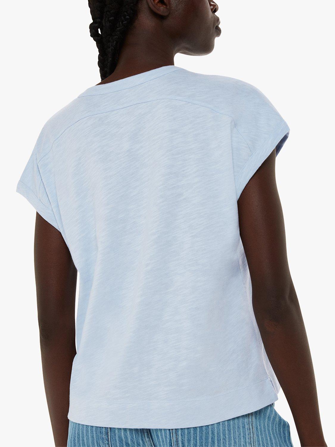 Product image 2 of 6, which shows Whistles Aubrie Button Through Top, Blue, L