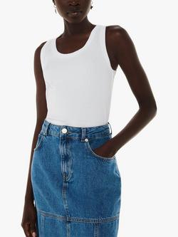 Whistles Ultimate Ribbed Scoop Neck Vest, White