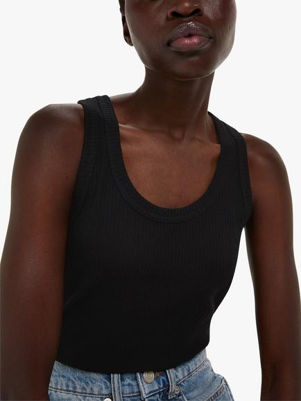 Whistles Ultimate Ribbed Scoop Neck Vest, Black