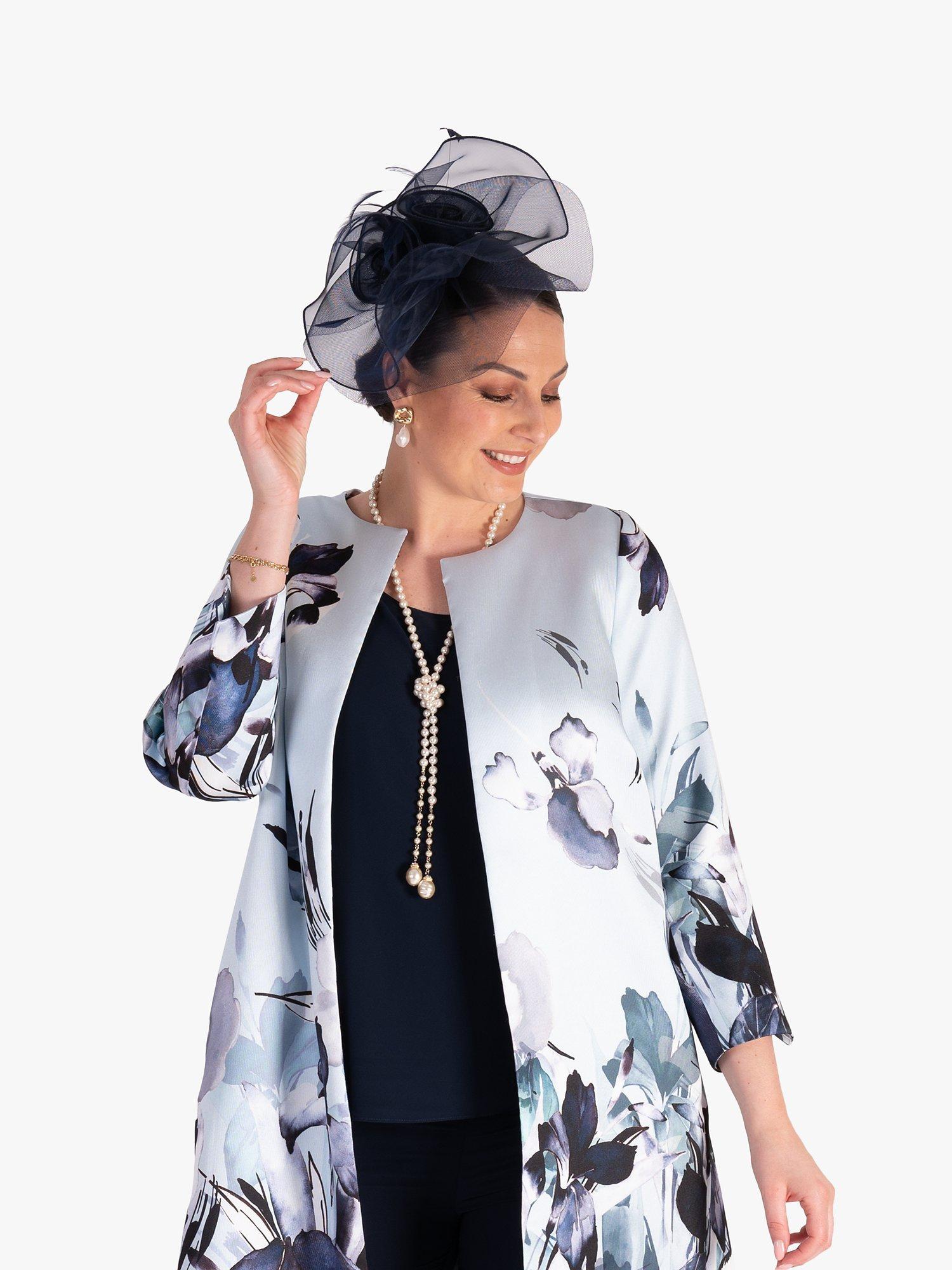Product image 1 of 6, which shows chesca Floral Swirls Fascinator, Navy, One Size