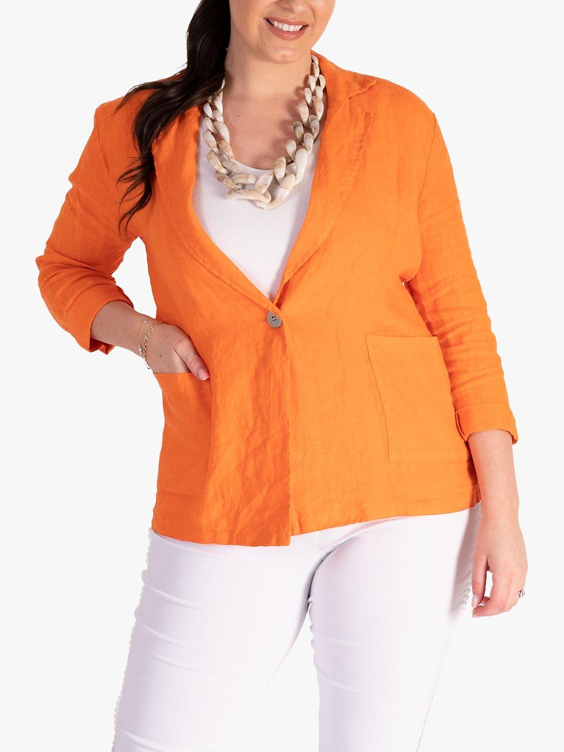 chesca Lace Back Panel Linen Jacket, Orange