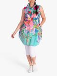 chesca Curve Floral Tunic Dress, Aqua/Multi