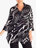 chesca Button Front Abstract Print Blouse, Black/White