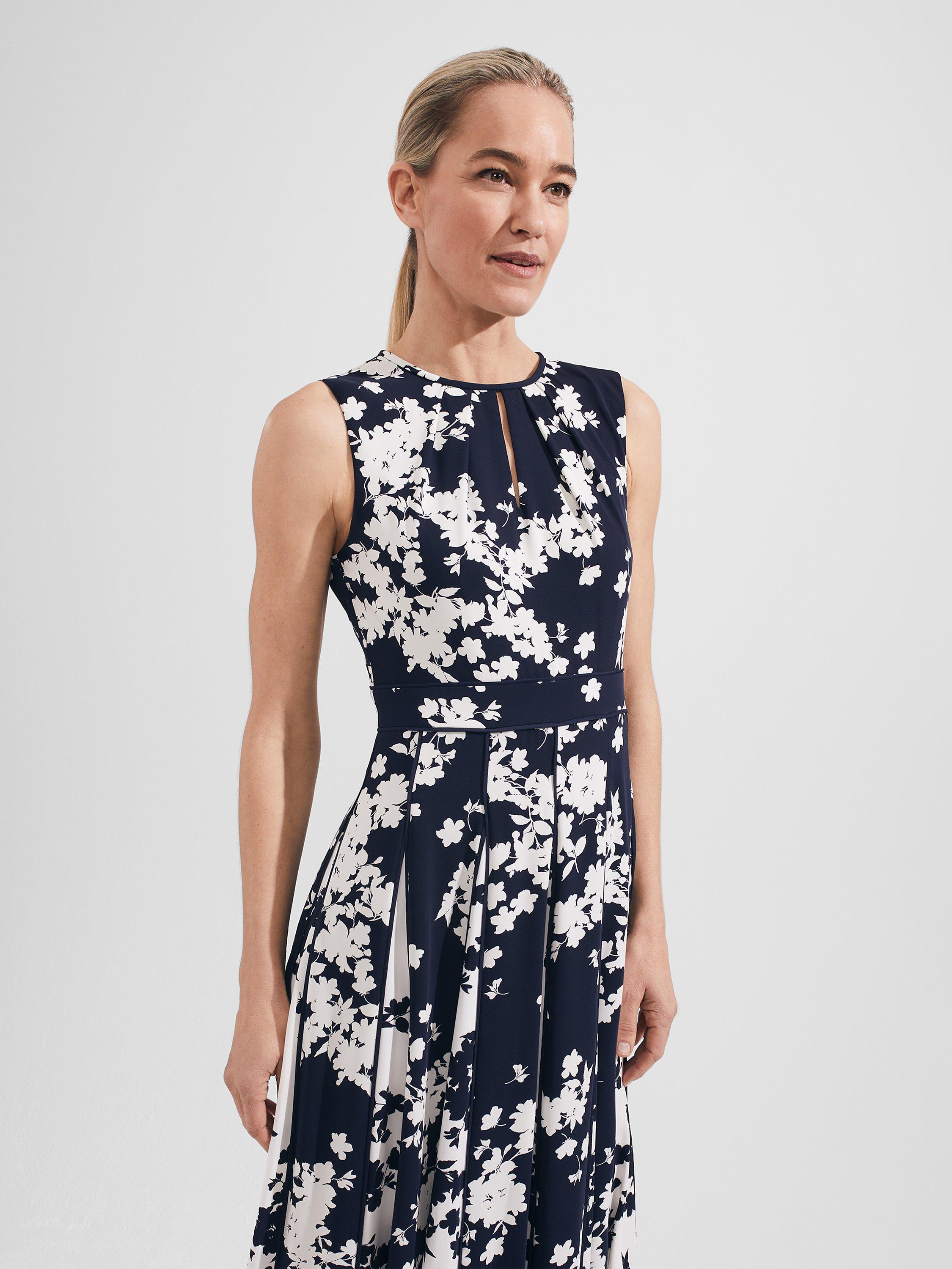 Hobbs Angelica Floral Print Dress Midnight Ivory