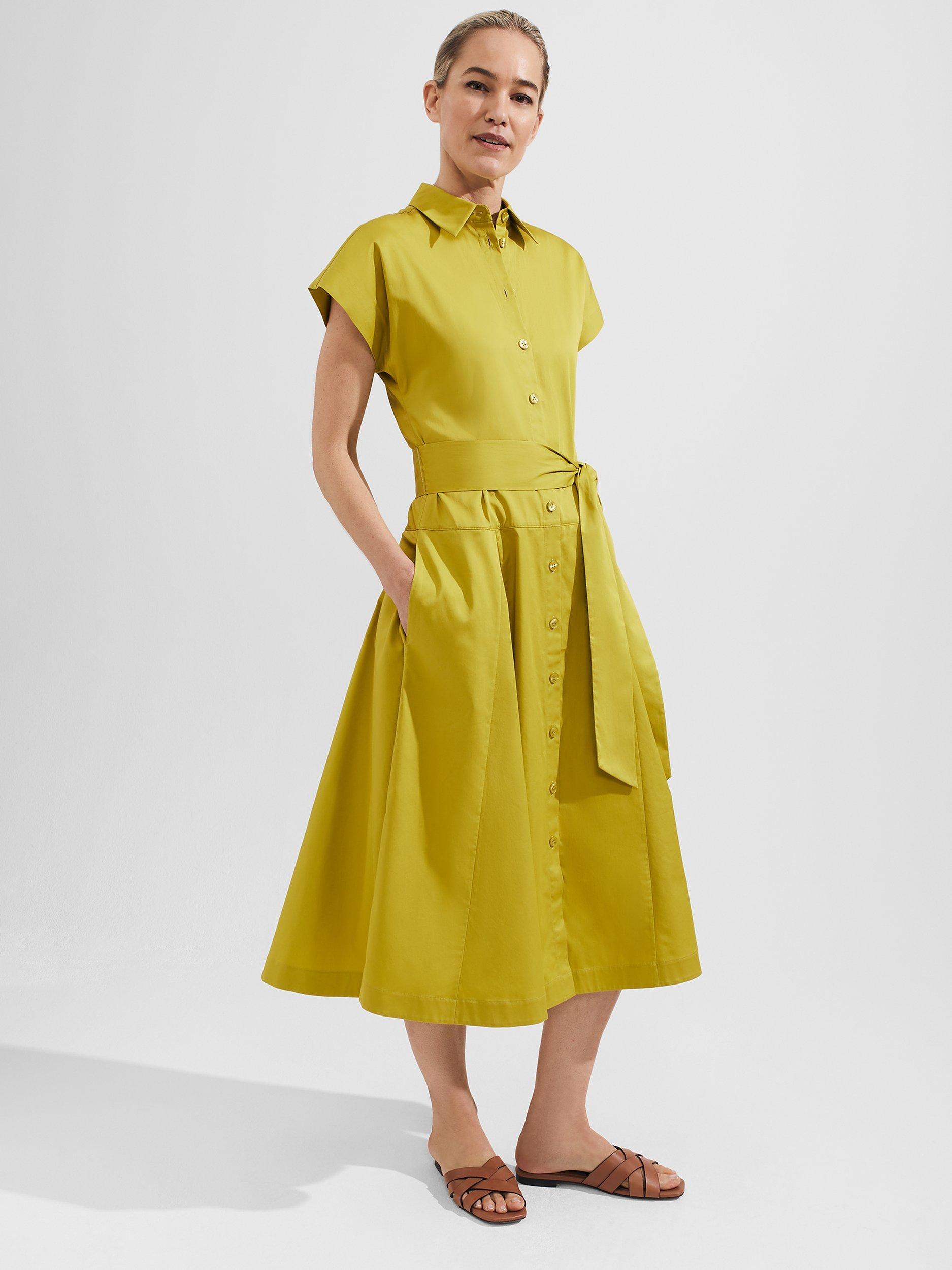 Hobbs Roxie Midi Shirt Dress, Light Olive