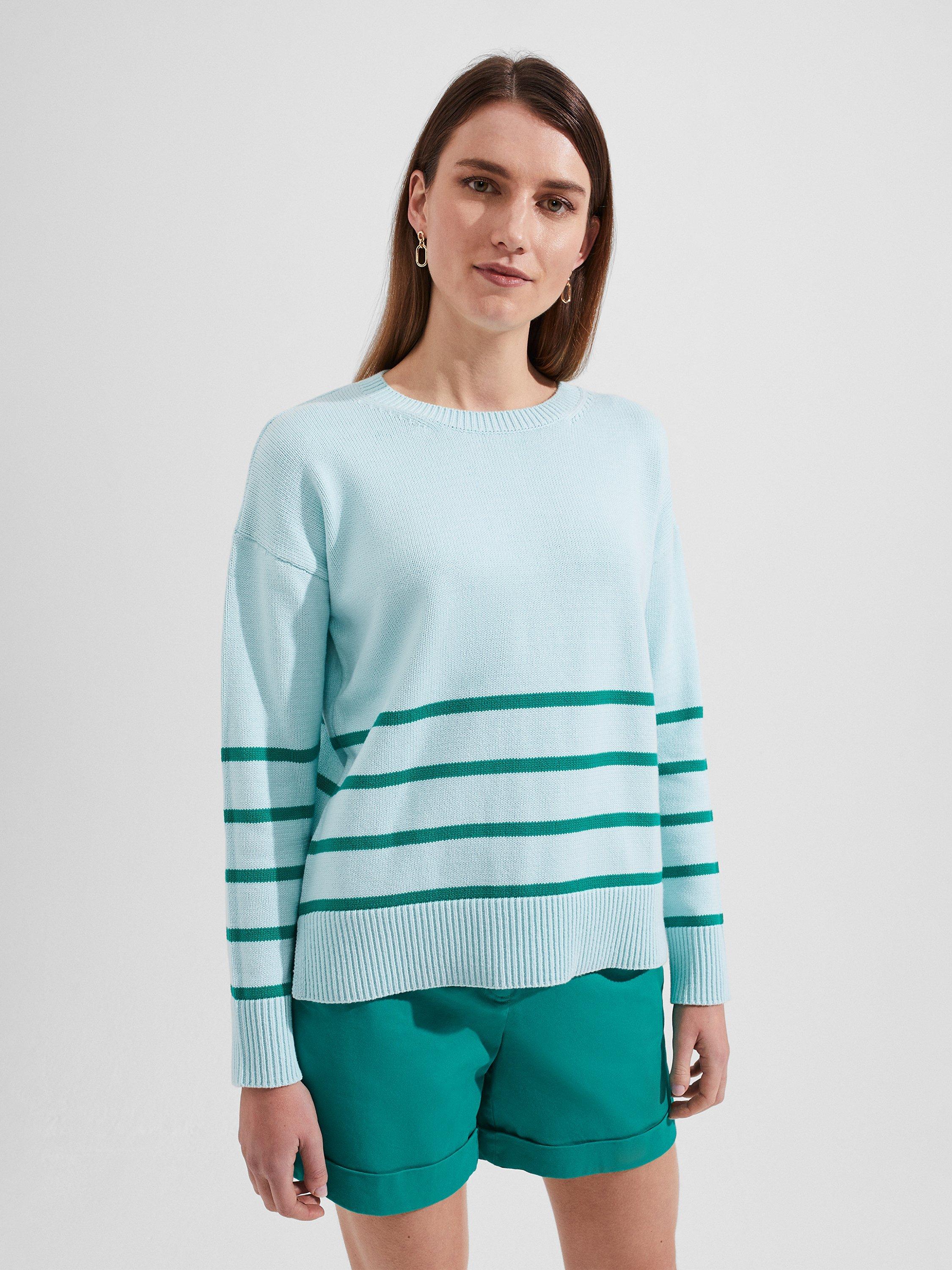 Hobbs Lilia Stripe Jumper, Blue Aruba