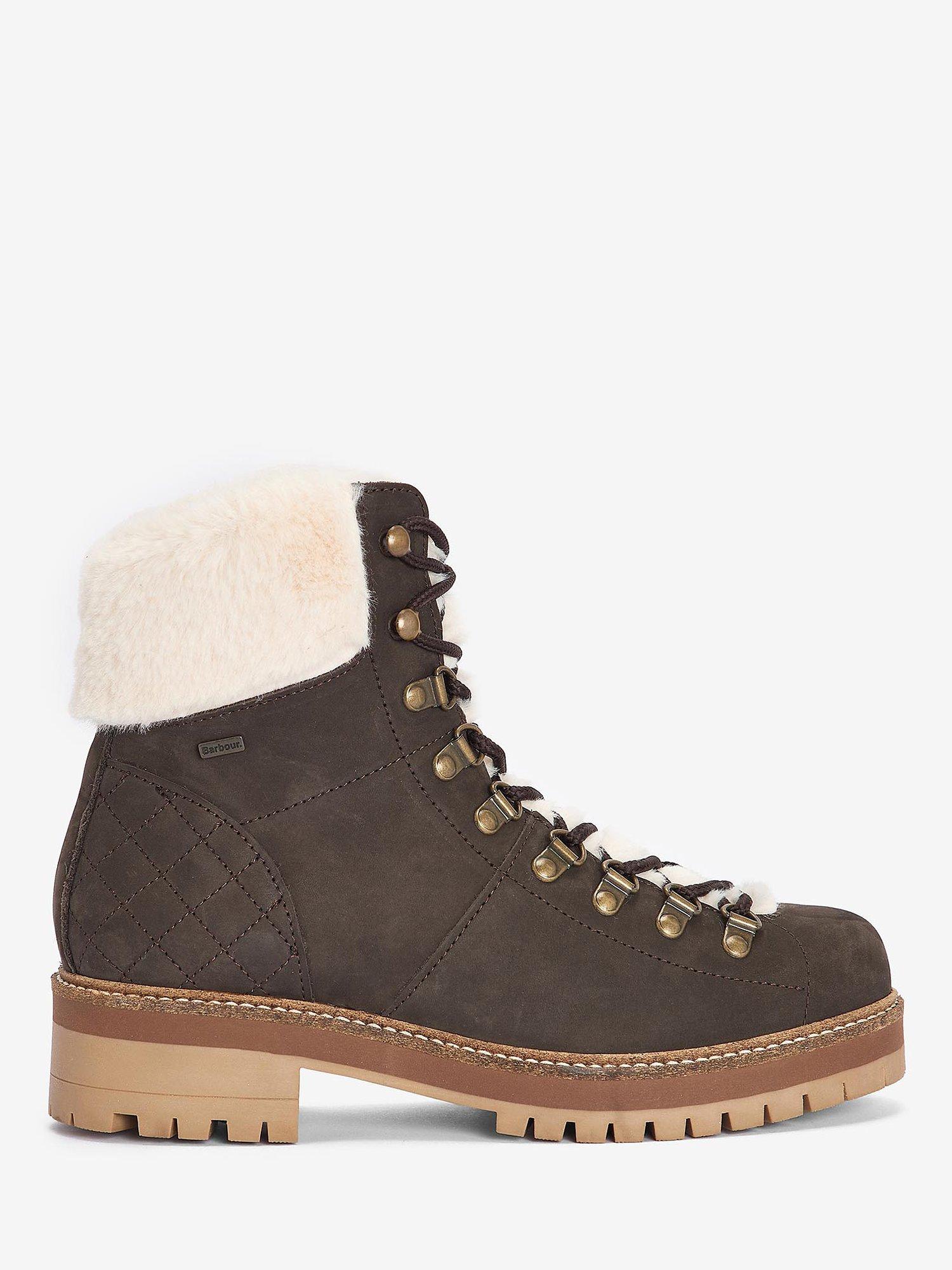 Barbour Holly Leather Hiking Boots, Dark Brown