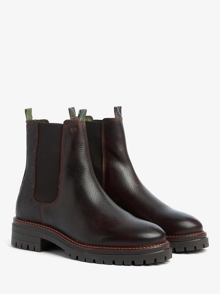 Barbour Evie Leather Chelsea Boots, Dark Brown - view 2, Dark Brown
