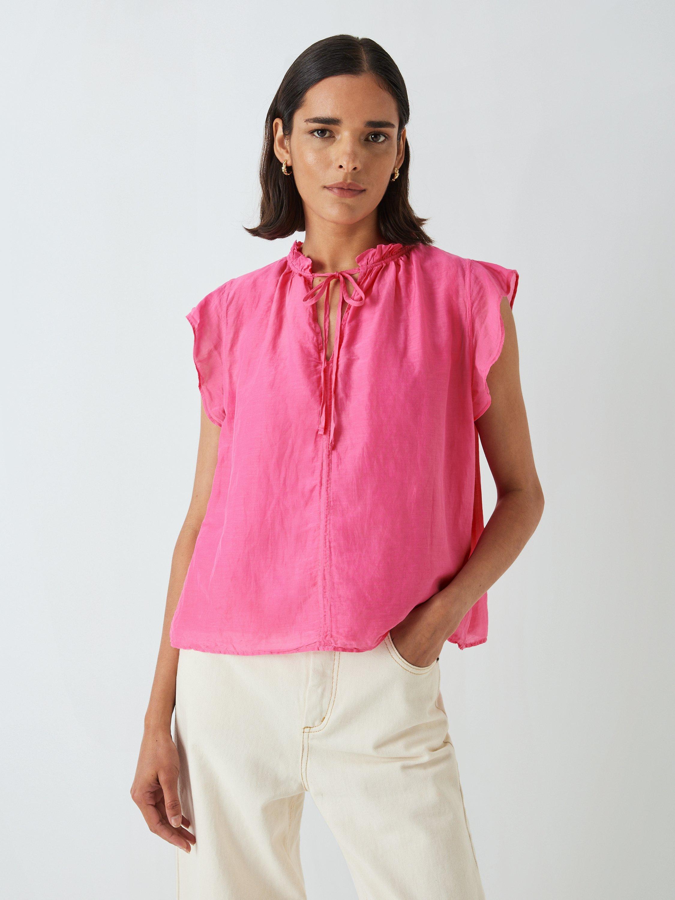 Velvet by Graham & Spencer Melanie Cotton Silk Blend Top, Pop
