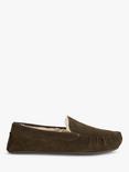 John Lewis Faux Fur Moccasin Suede Slippers, Chocolate