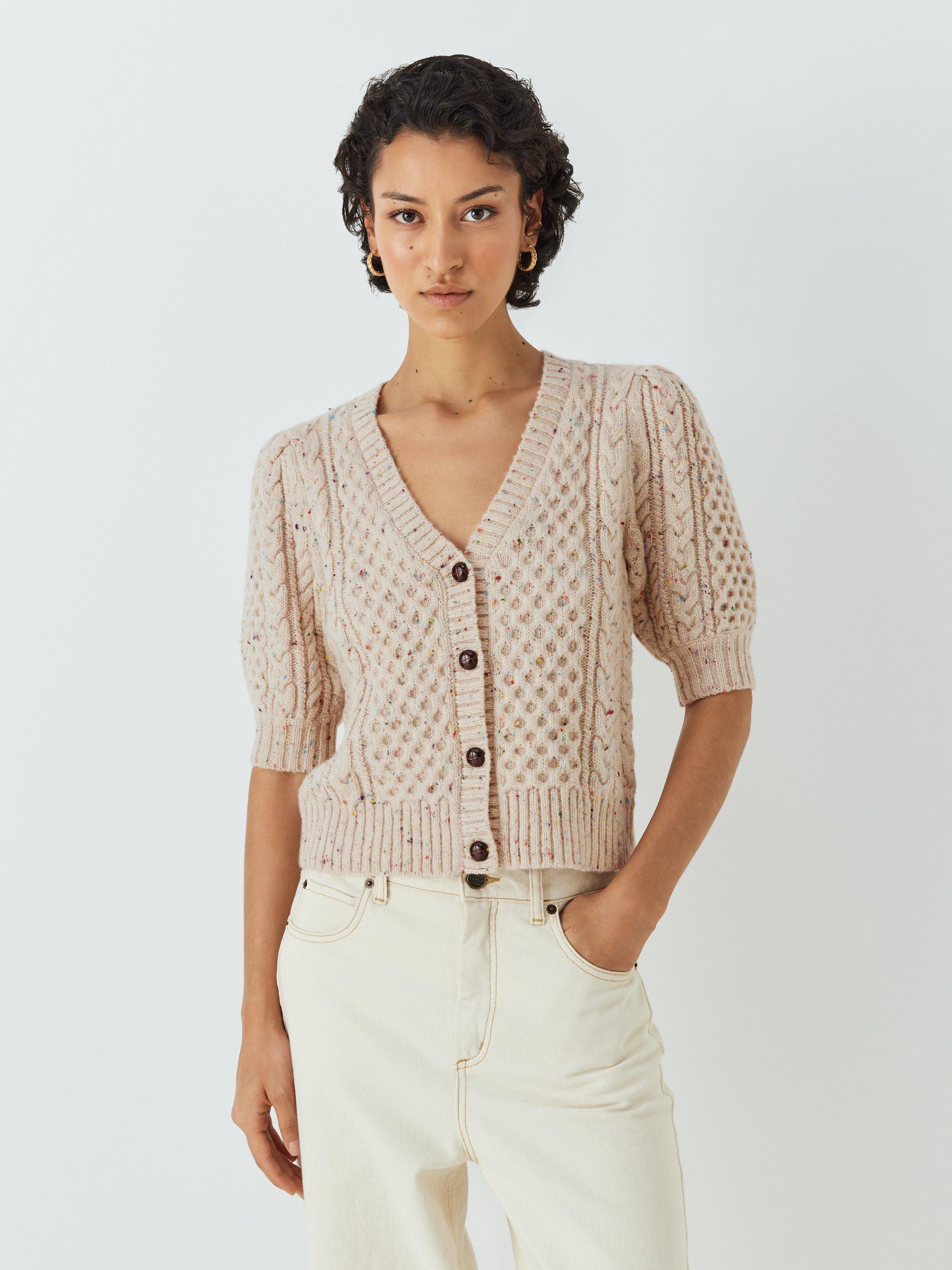 Rails Isla Short Sleeve Wool Blend Cardigan, Cream Confetti