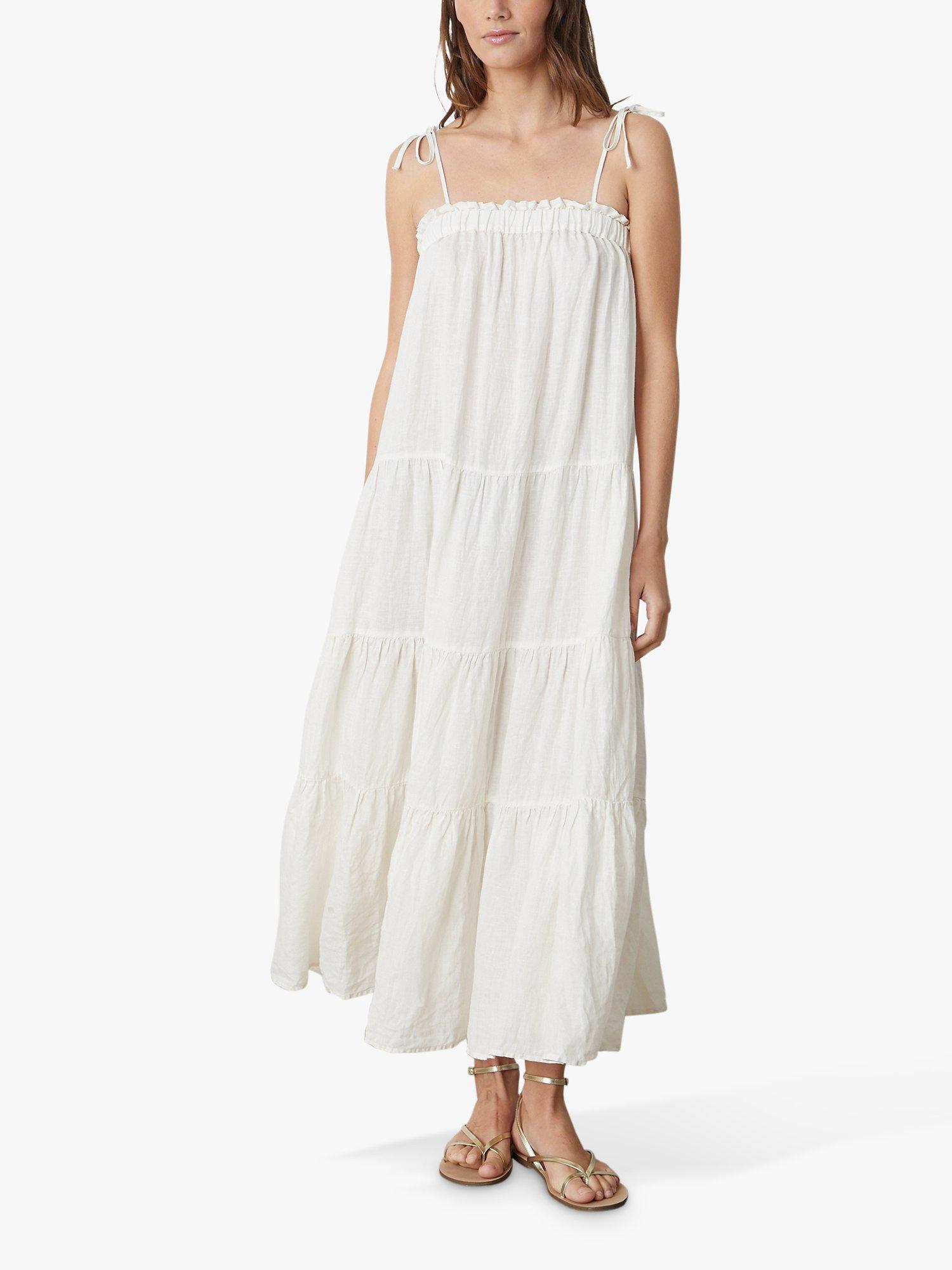 Velvet by Graham & Spencer Charlie Linen Tiered Maxi Dress, Chalk