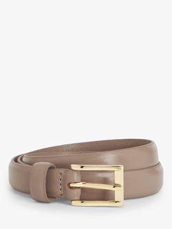 John Lewis Narrow Buckle Leather Belt, Taupe