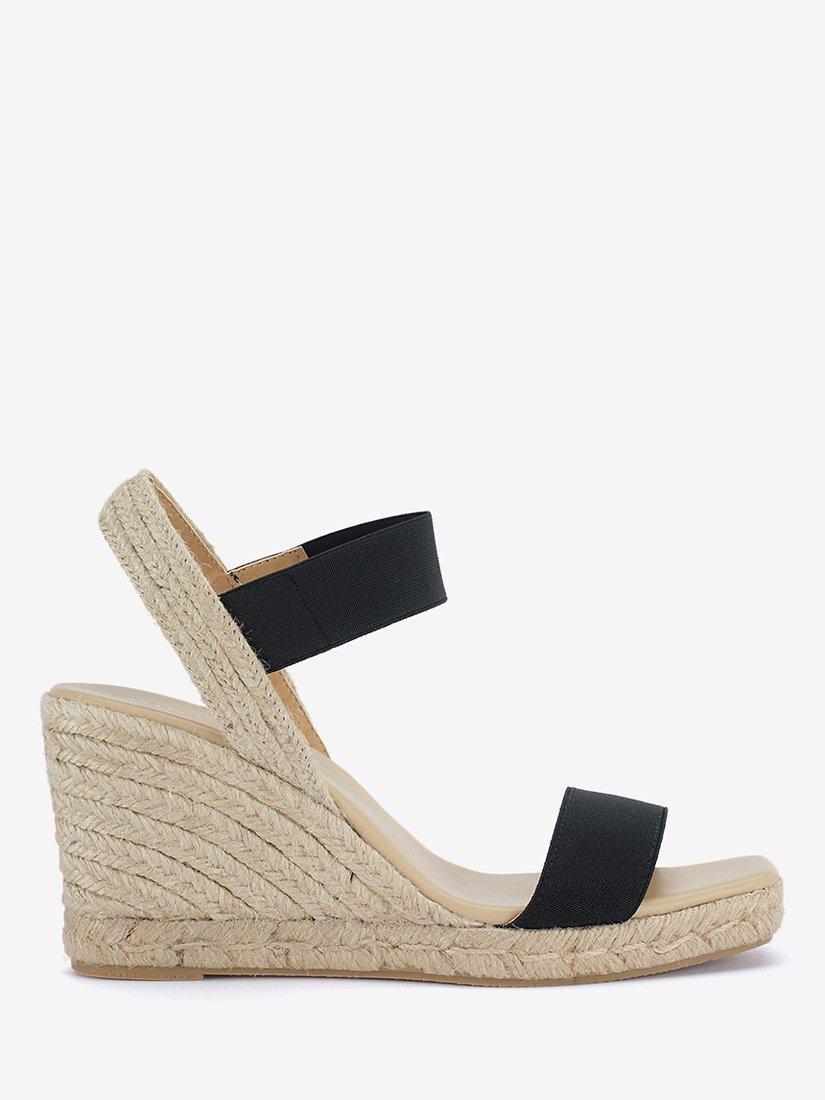 Mint Velvet Gabriella Leather Wedge Sandals, Black