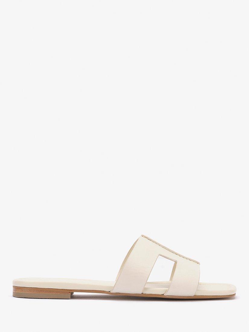 Mint Velvet Meave Leather Sliders, Natural Natural