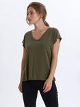 KAFFE Lise V-Neck T-Shirt, Grape Leaf