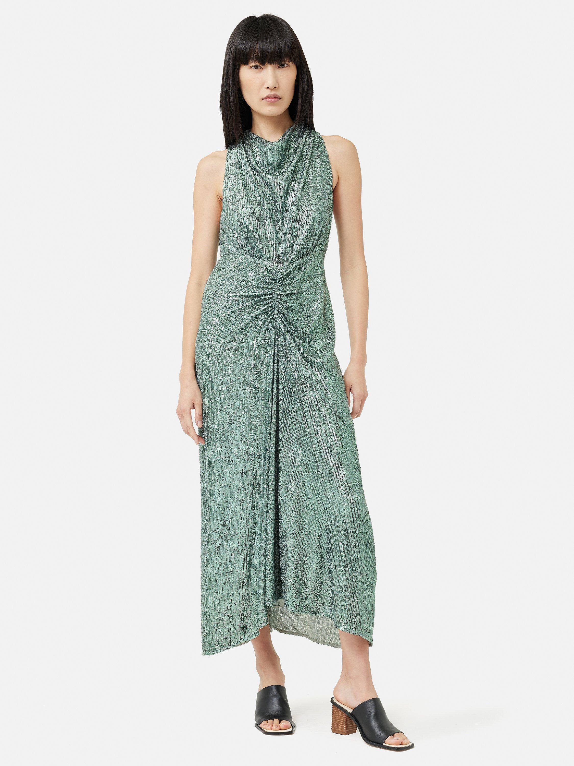 Jigsaw Cowl Neck Sequin Midi Dress