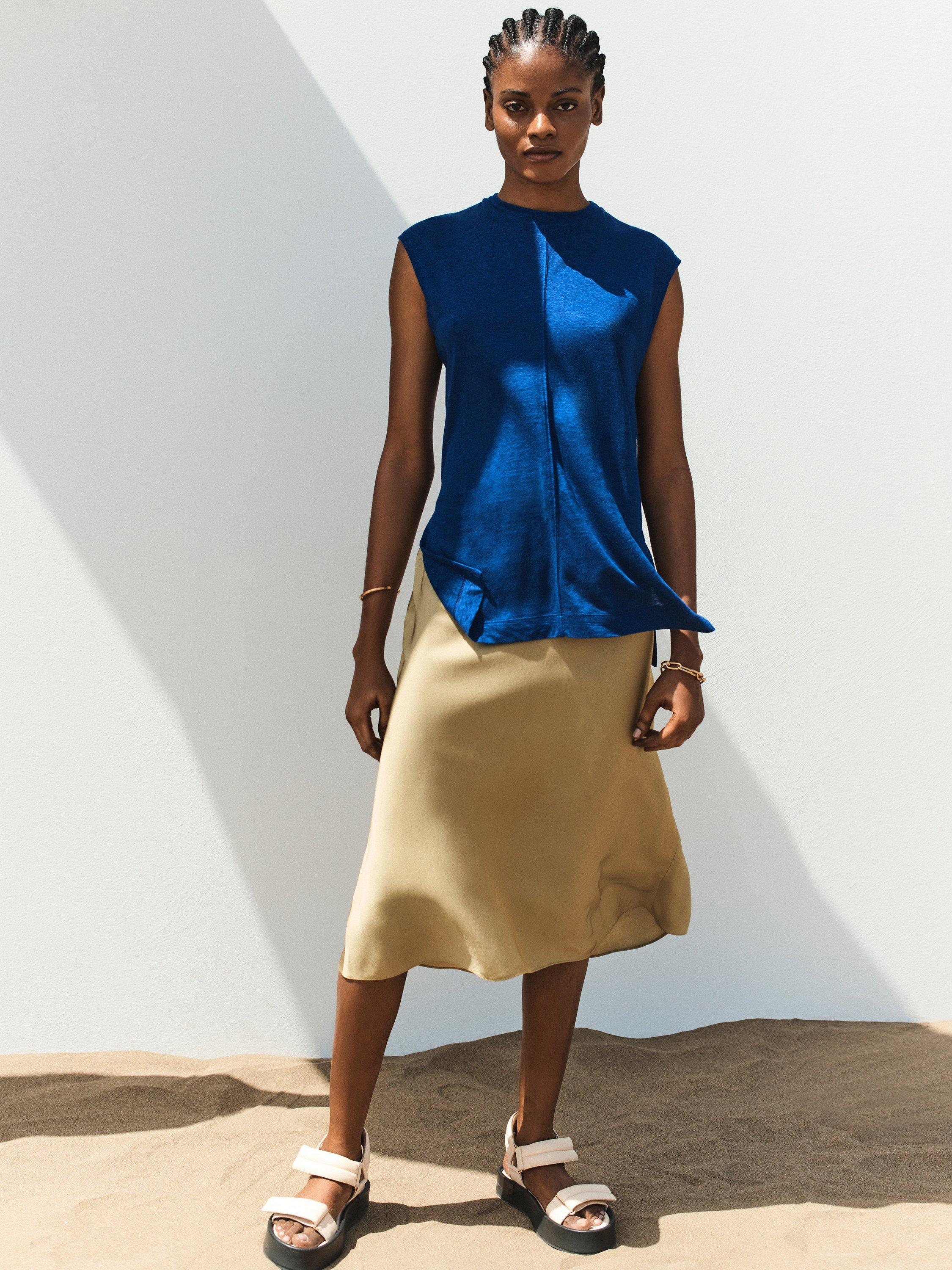Jigsaw Linen Tunic T-Shirt, Blue