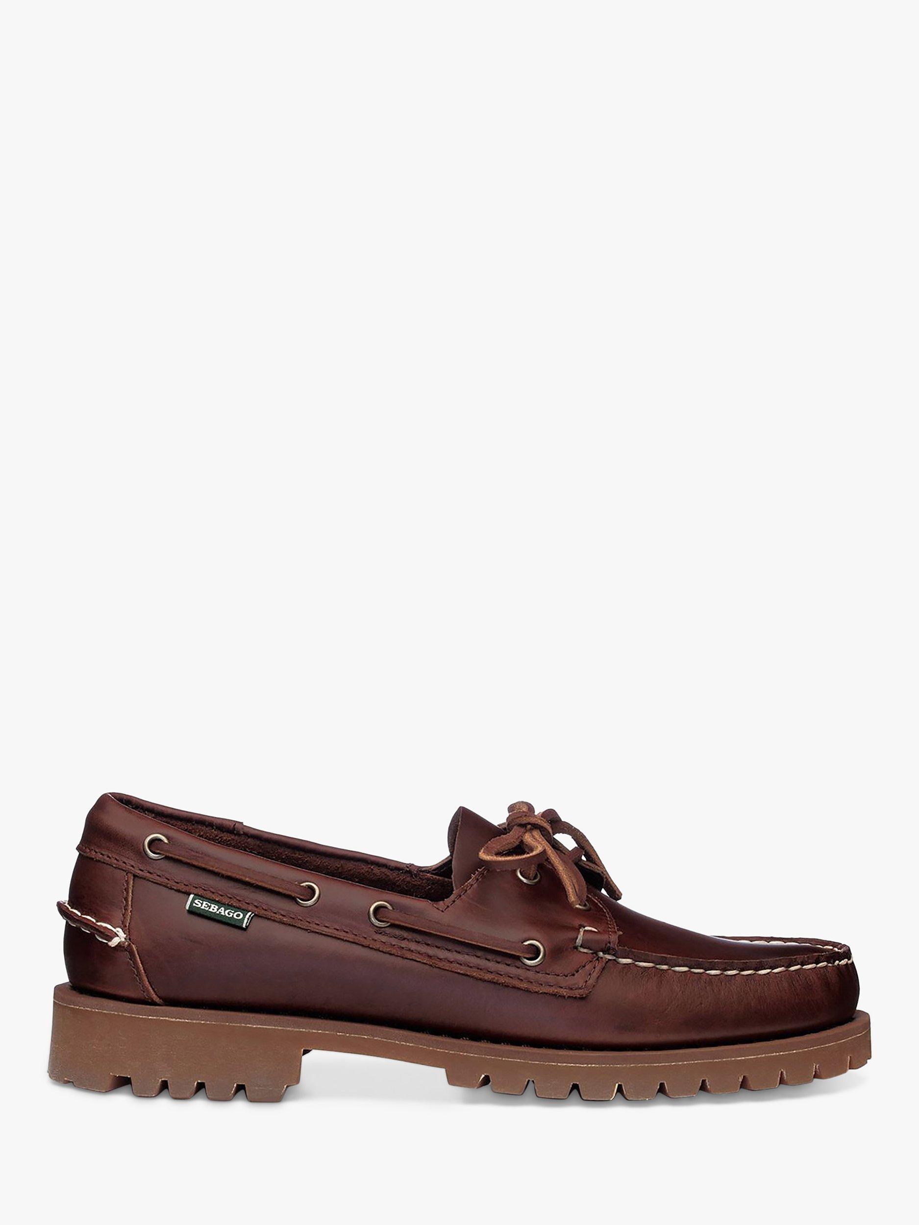 Product image 1 of 4, which shows Sebago Ranger Waxy Leather Boat Shoes, Brown, 7