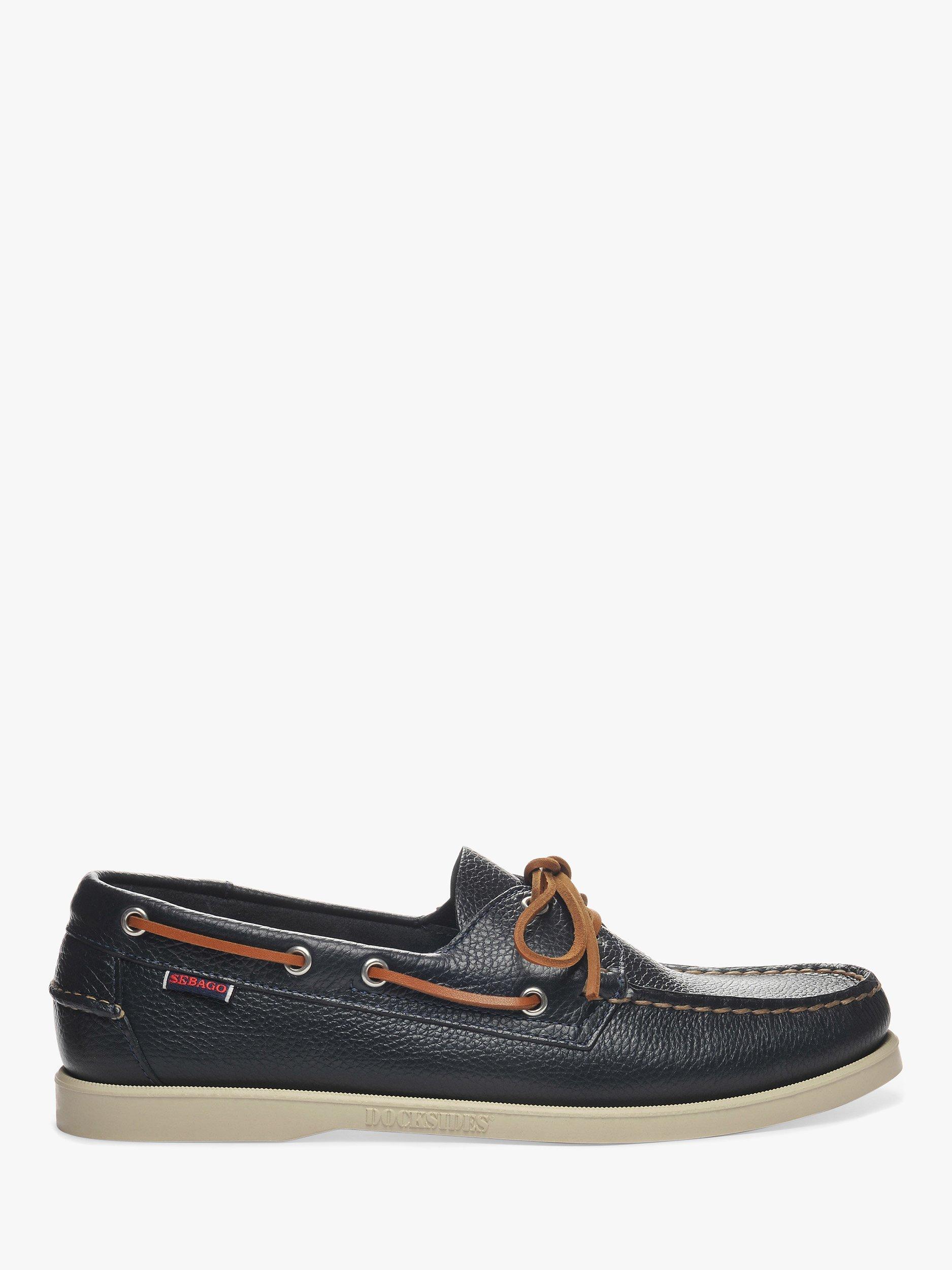 Sebago Portland Martellato Leather Boat Shoes, Blue Navy, 9