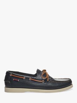 Sebago Portland Martellato Leather Boat Shoes, Blue Navy