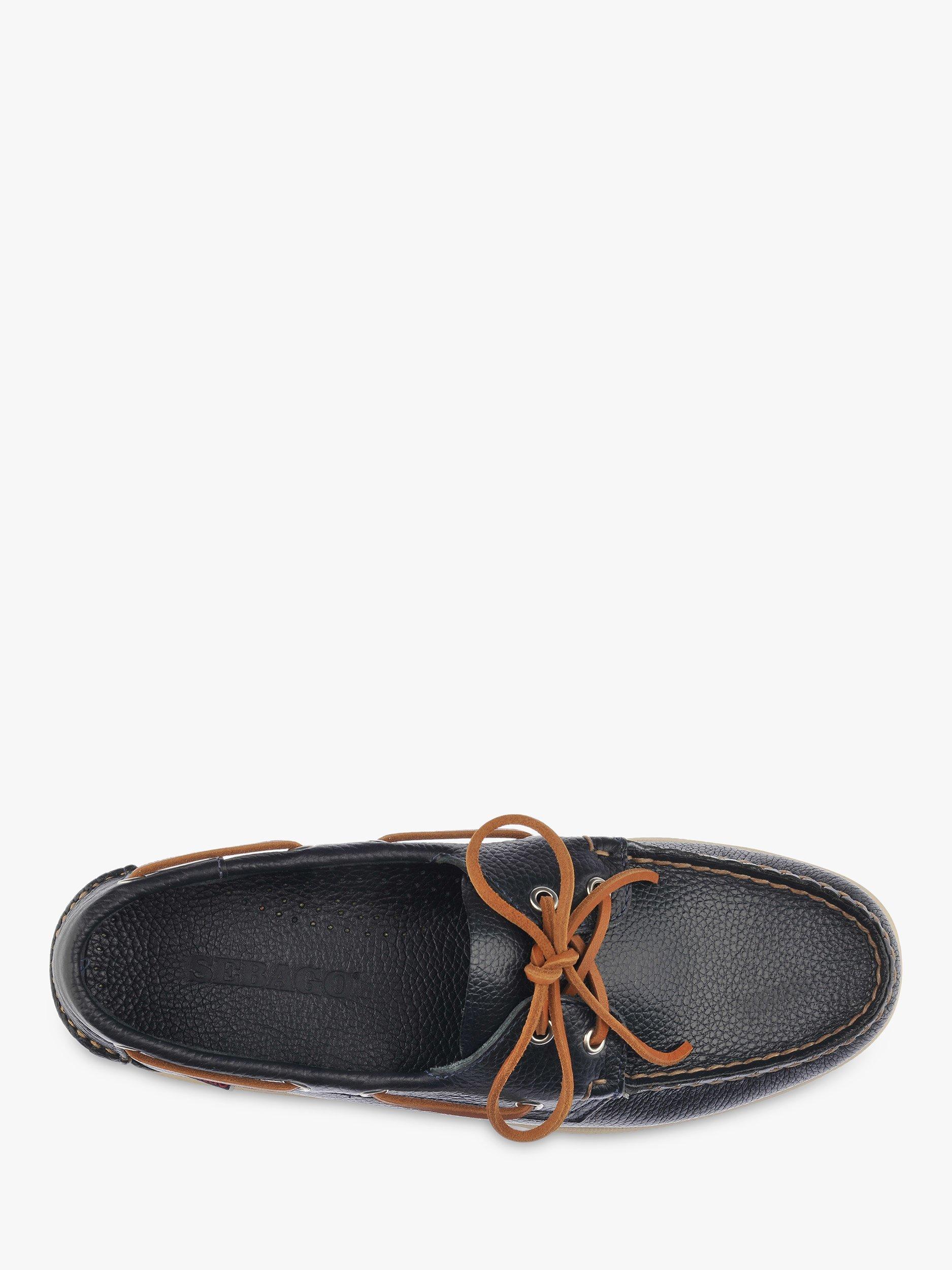 Product image 2 of 5, which shows Sebago Portland Martellato Leather Boat Shoes, Blue Navy, 9