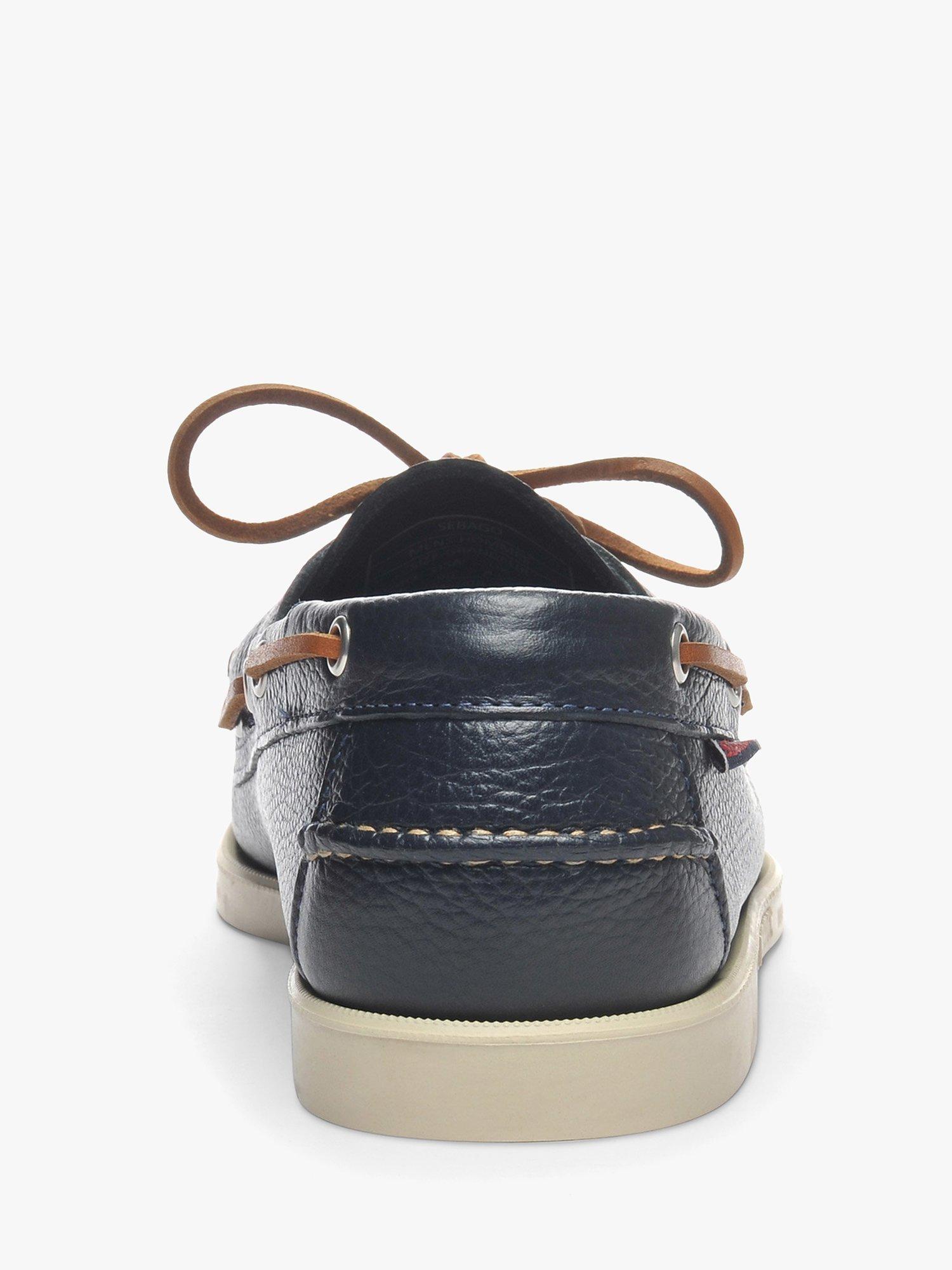 Product image 3 of 5, which shows Sebago Portland Martellato Leather Boat Shoes, Blue Navy, 9