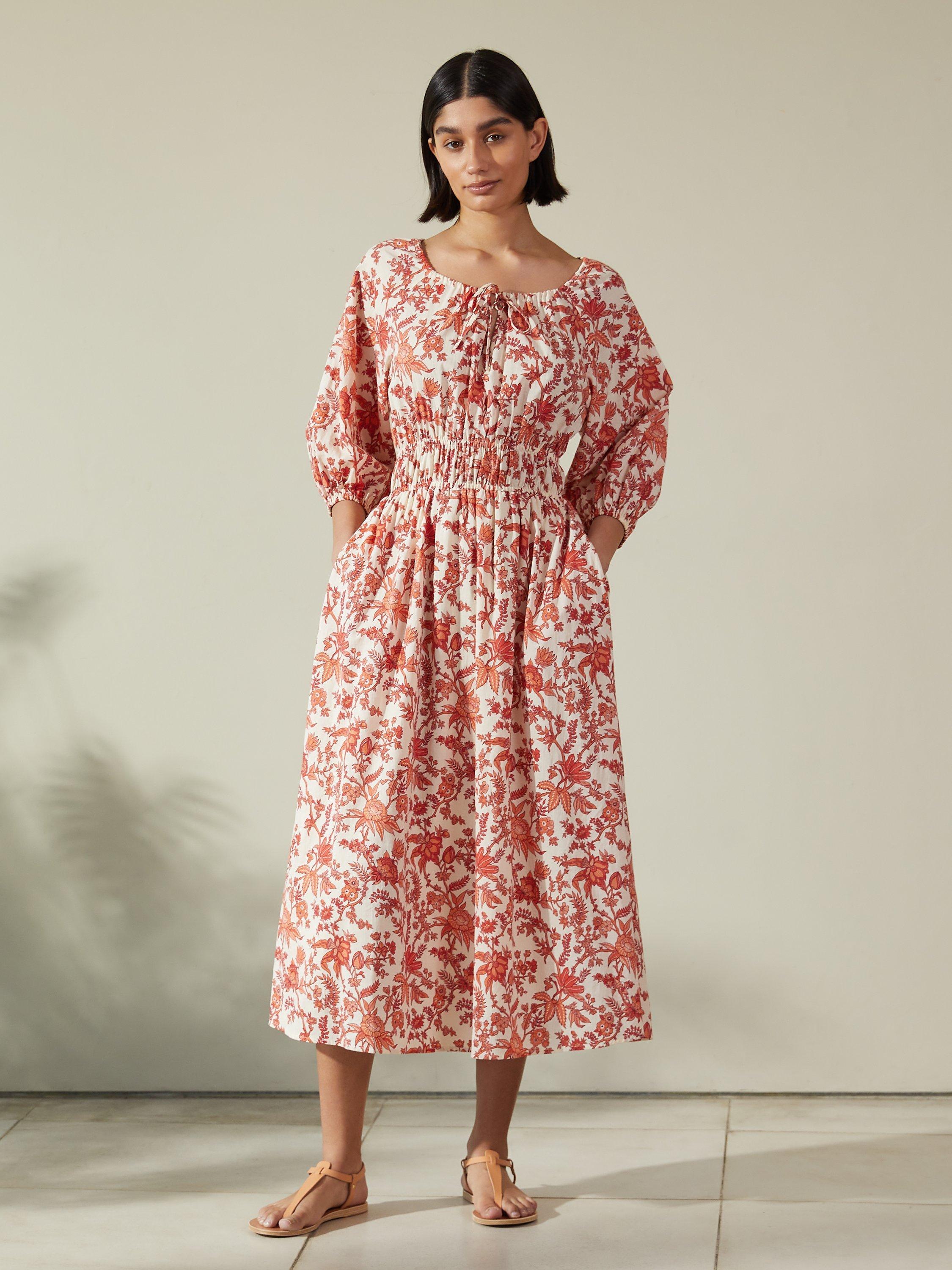 Albaray Lila Botanical Midi Dress, Cream