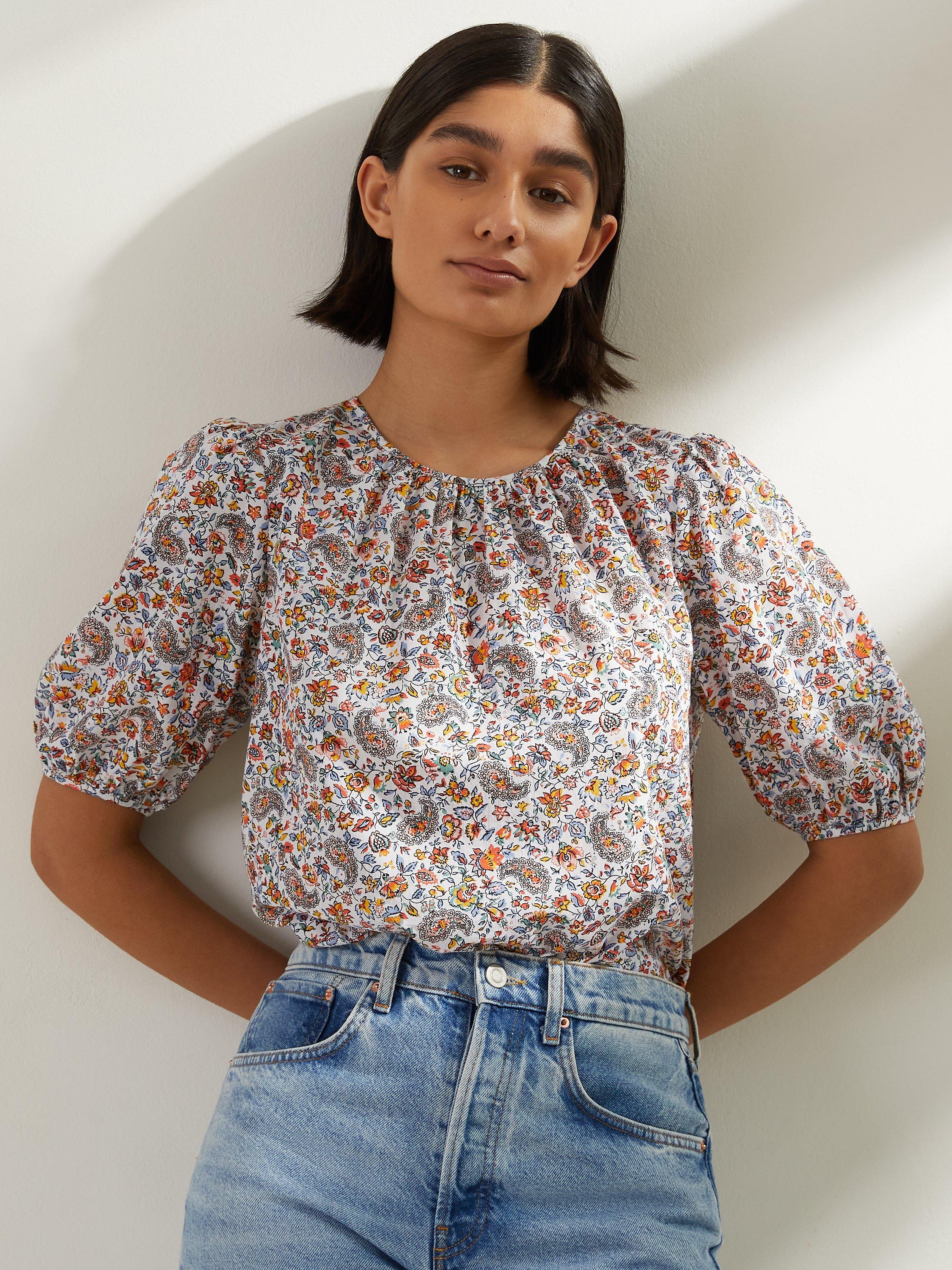 Albaray Pretty Paisley Puff Sleeve Top. Multi