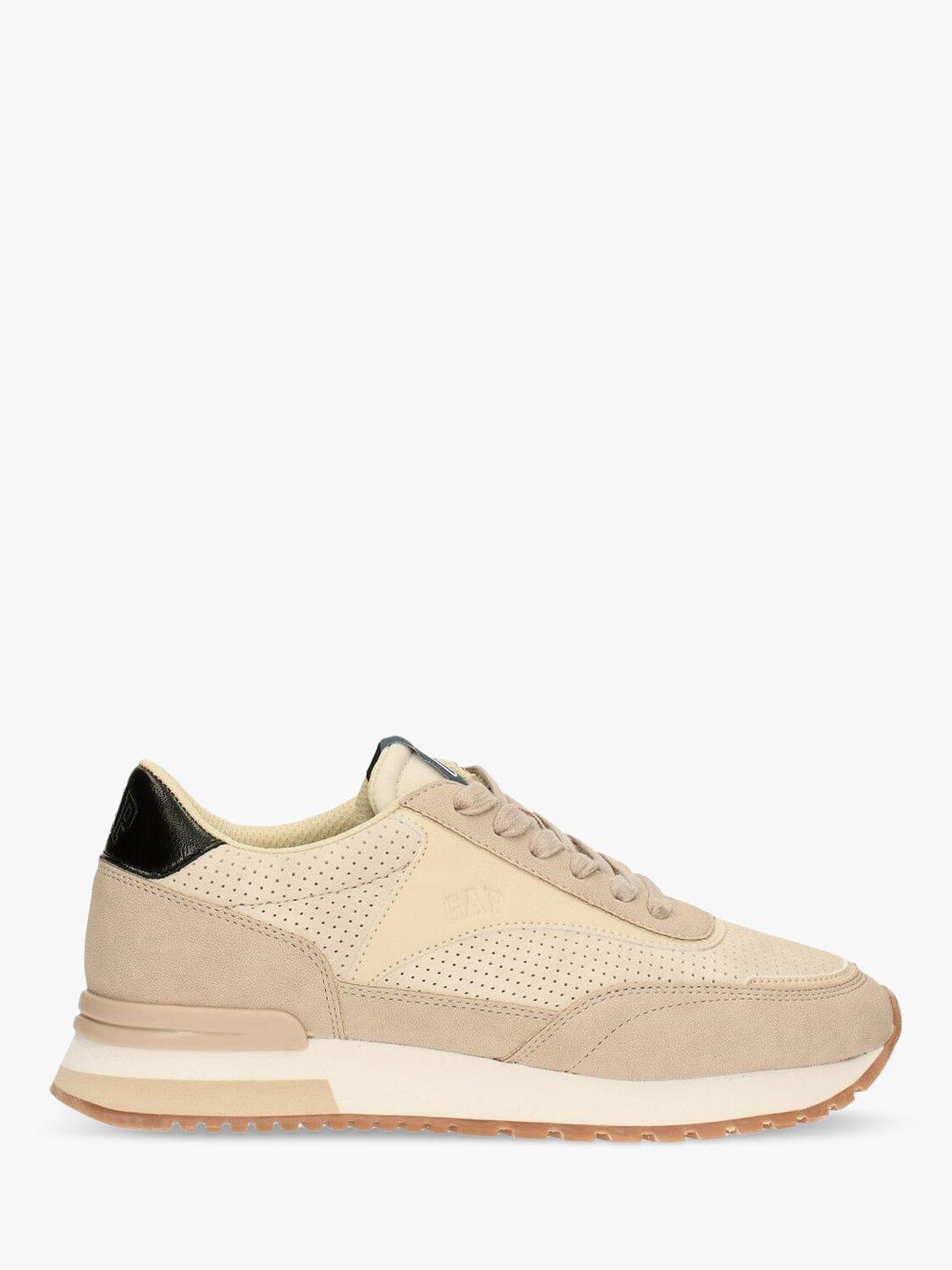 Product image 1 of 4, which shows Gap Kids' New York Perforated Lace Up Trainers, Sand/Khaki, EU39