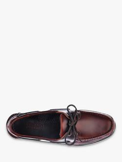 Sebago Schooner Waxed Leather Boat Shoes, Brown Gum - view 2, Brown Gum