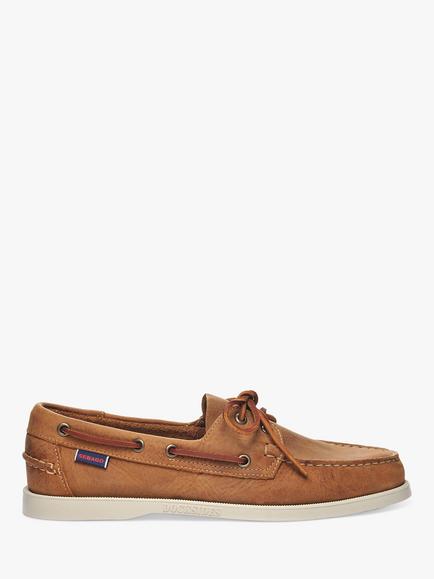 Sebago Dockside Portland Leather Boat Shoes, Brown Tan, Brown Tan