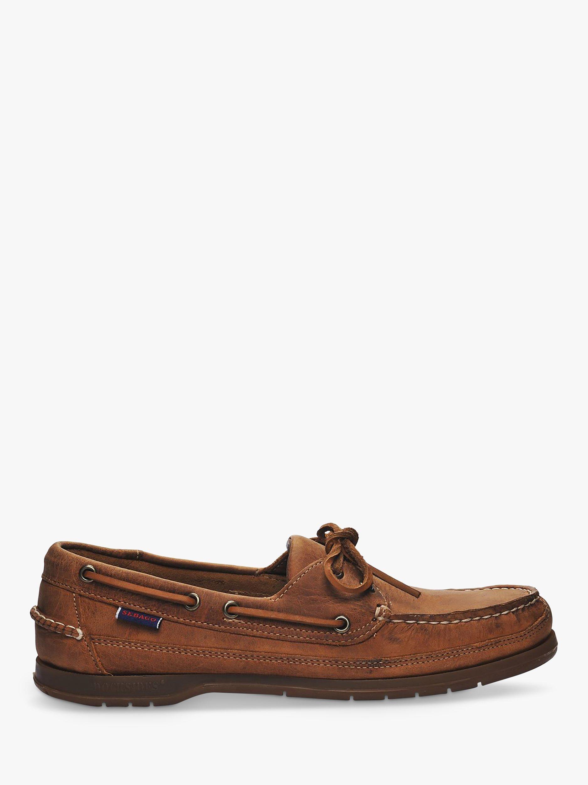 Sebago Schooner Crazy Horse Leather Boat Shoes, Brown Tan, 7