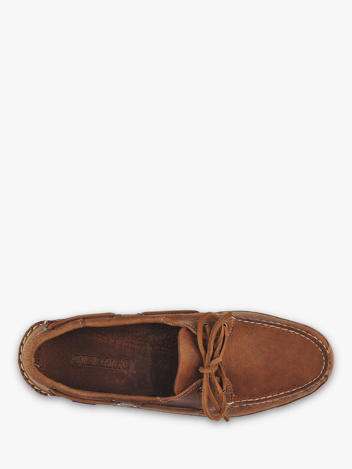 Sebago Schooner Crazy Horse Leather Boat Shoes, Brown Tan, 7