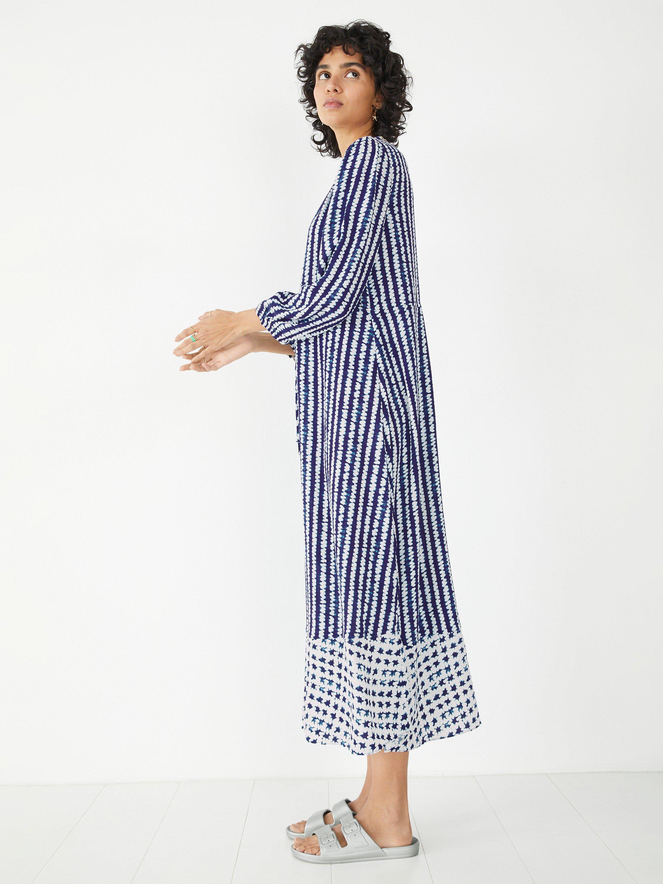 Product image 2 of 5, which shows HUSH Kiera Shibori Stripe Midi Dress, Navy, 6