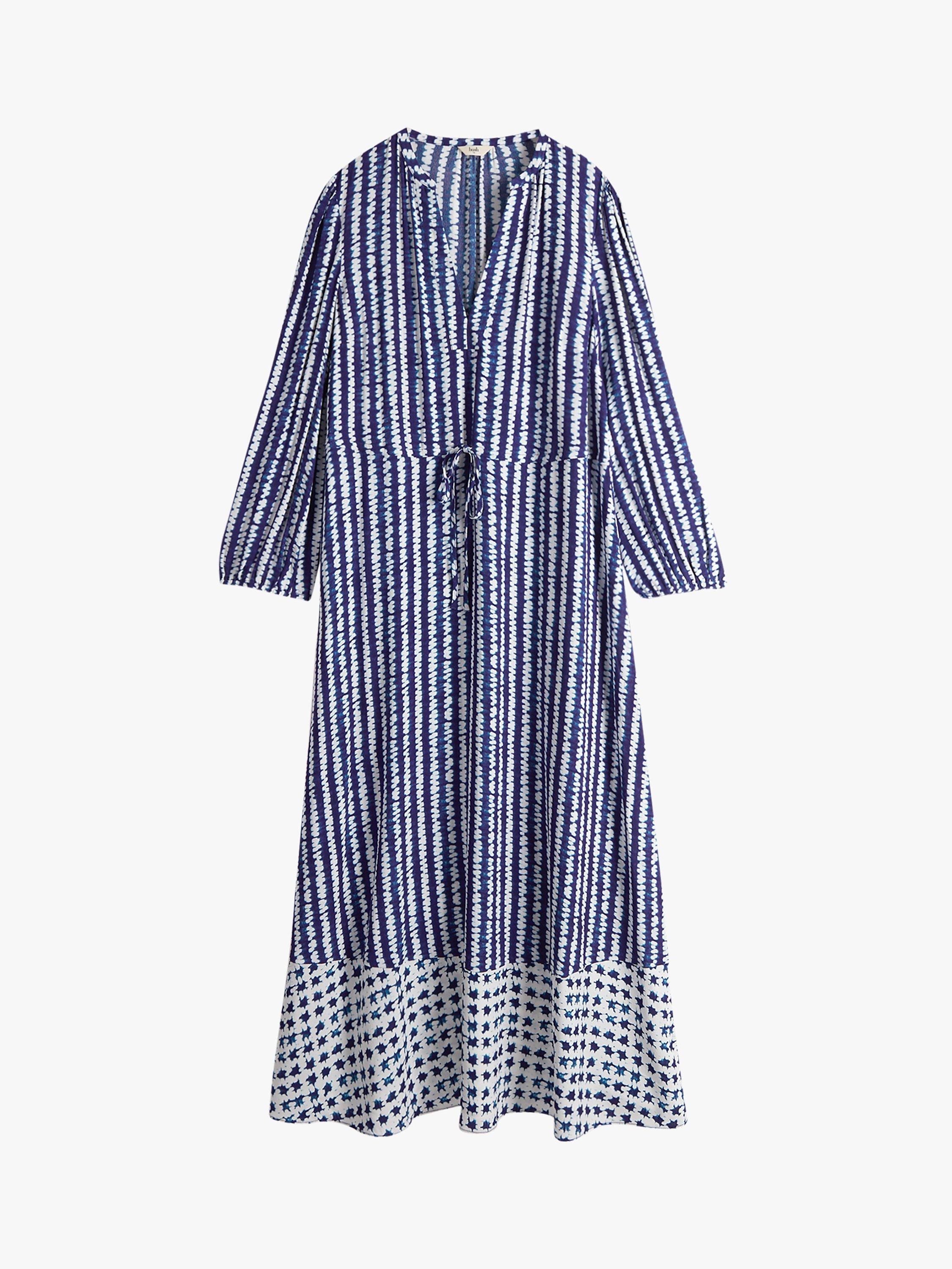 Product image 4 of 5, which shows HUSH Kiera Shibori Stripe Midi Dress, Navy, 6