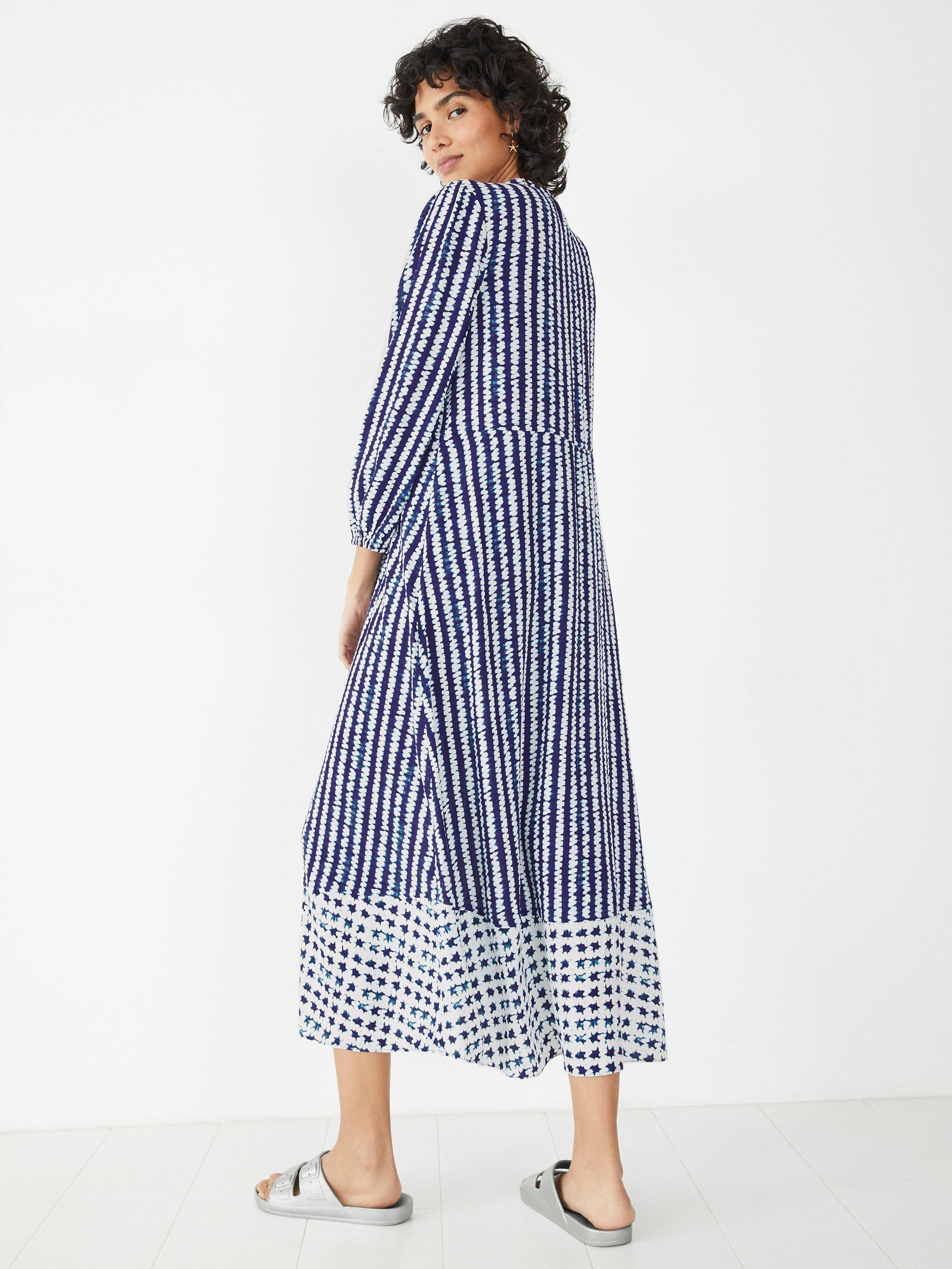 Product image 5 of 5, which shows HUSH Kiera Shibori Stripe Midi Dress, Navy, 6