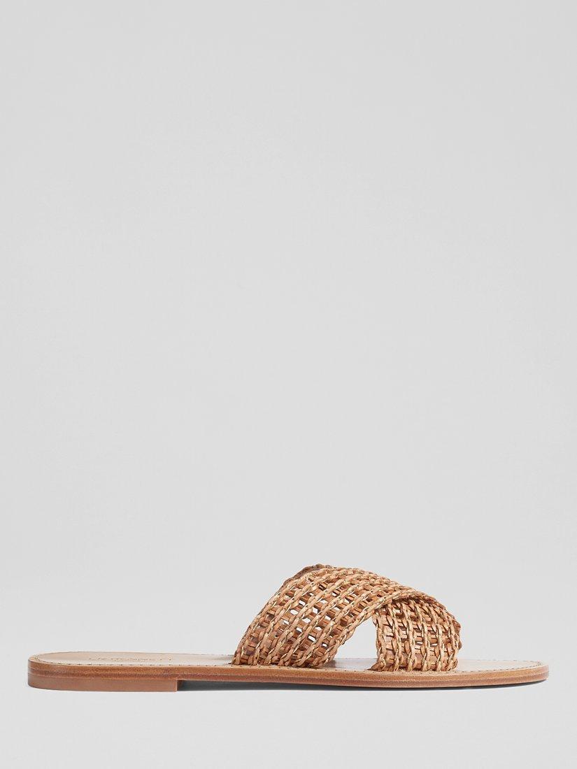L.K.Bennett Ren Woven Flat Sandals, Tan