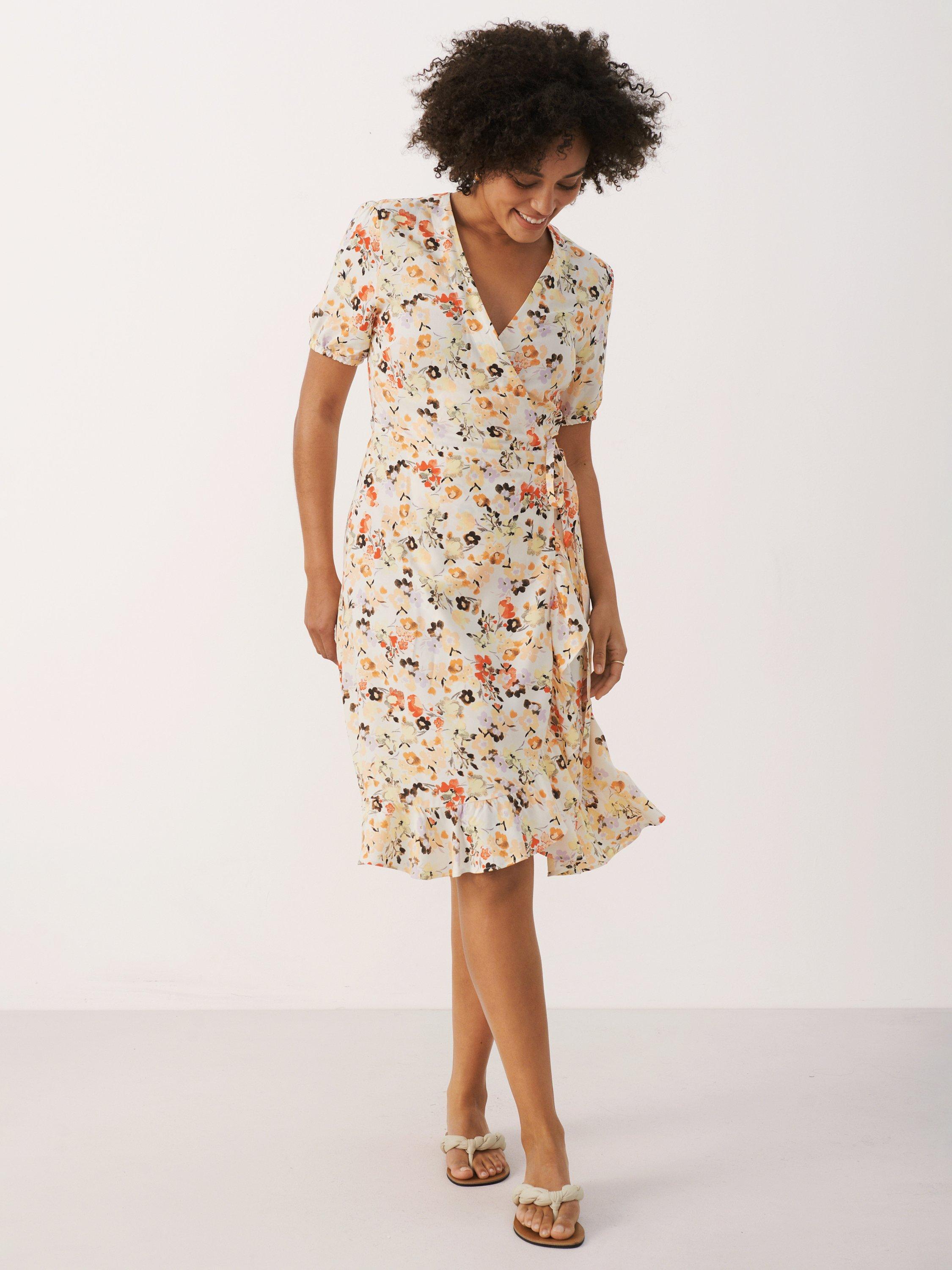 Part Two Claire Floral Wrap Dress, Caramel Cream