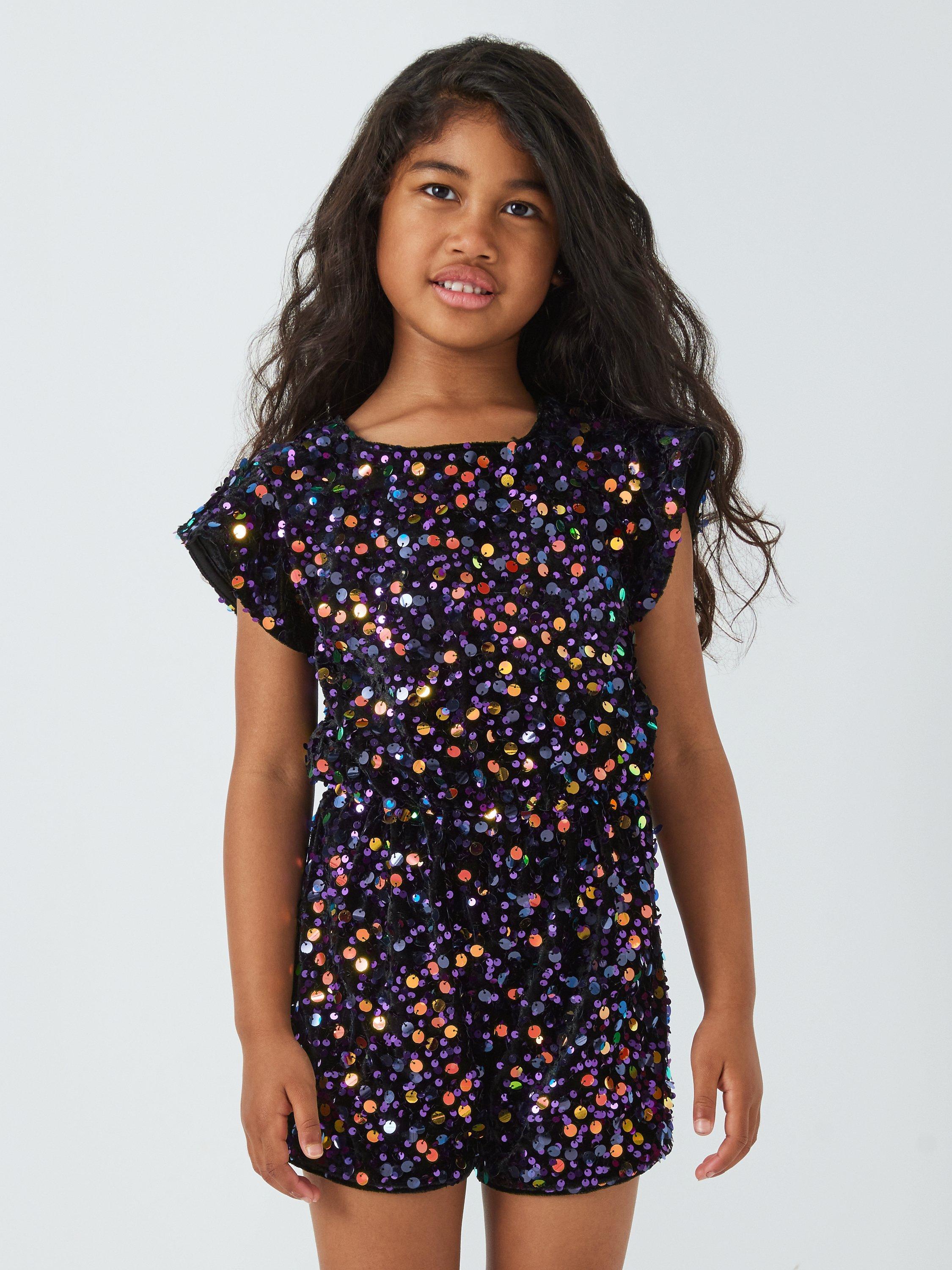 John Lewis Kids' Frill Sequin Jumpsuit, Metallic
