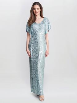 Gina Bacconi Courtney Sequin Maxi Dress, Sky Blue, Sky Blue
