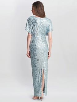 Gina Bacconi Courtney Sequin Maxi Dress, Sky Blue - view 2, Sky Blue