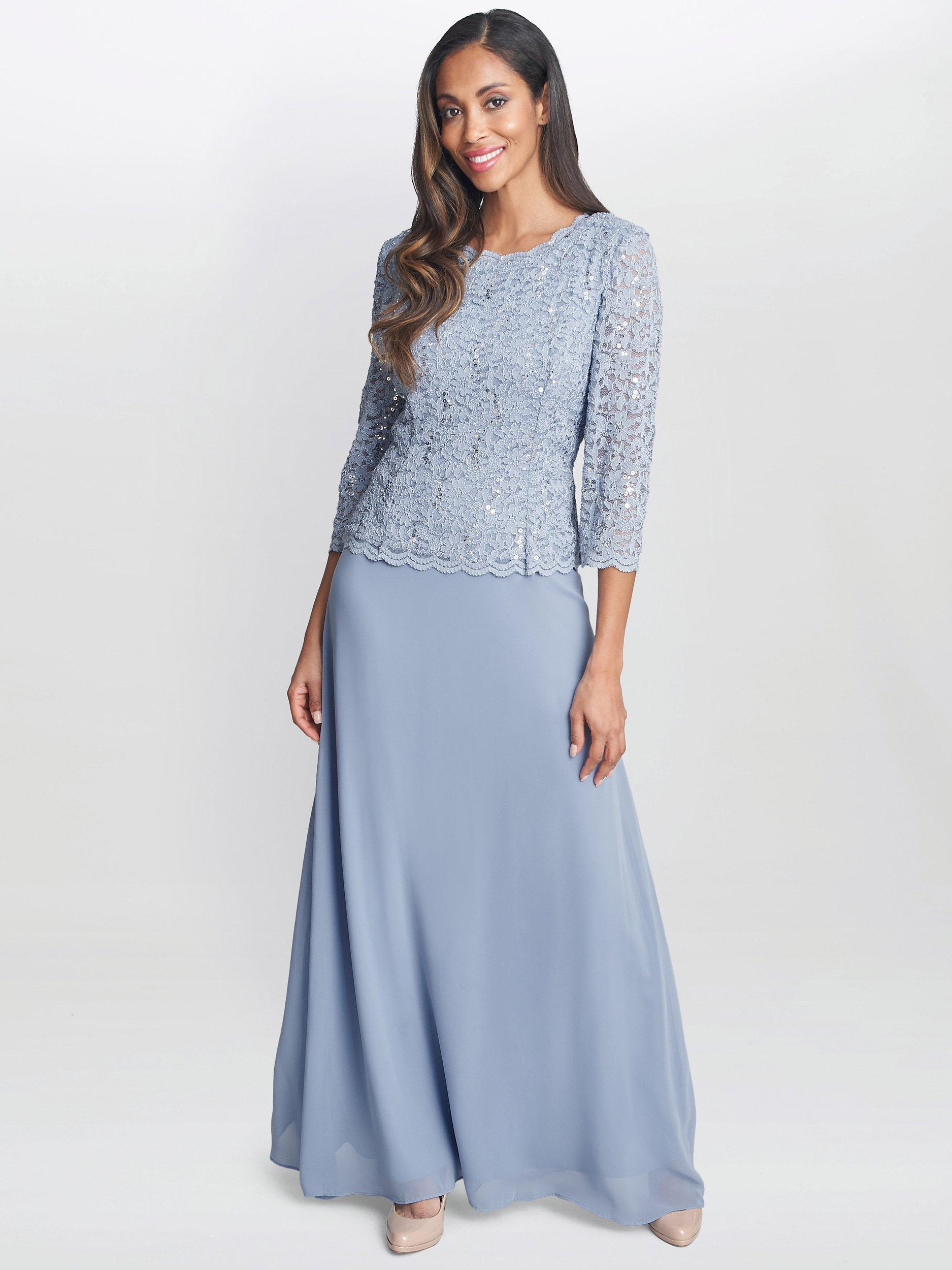 Product image 1 of 5, which shows Gina Bacconi Virginia Maxi Dress, Sky Blue, 16