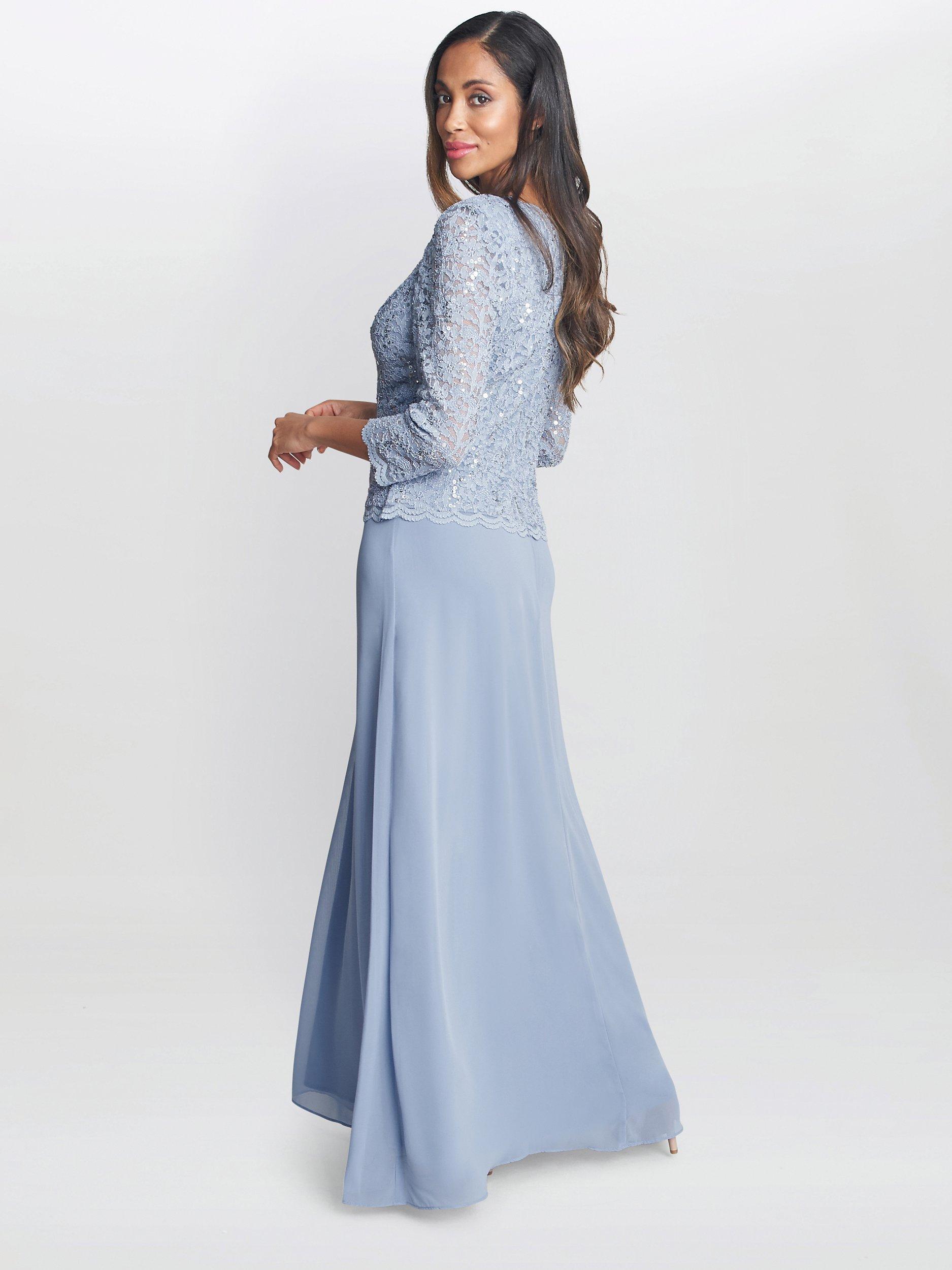 Product image 2 of 5, which shows Gina Bacconi Virginia Maxi Dress, Sky Blue, 16